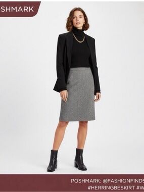 Pendleton Gray Herringbone Pencil Skirt- 12